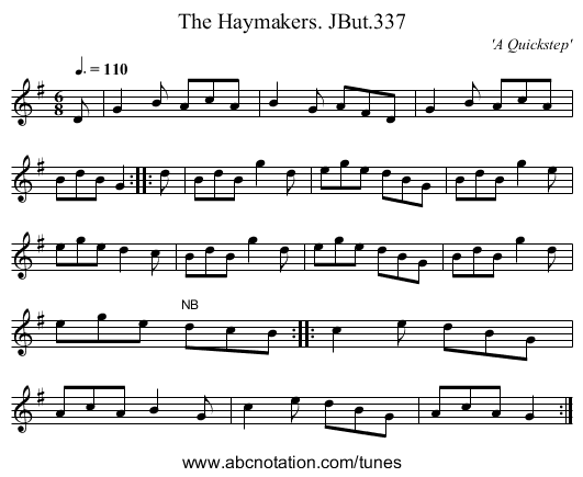Haymakers. JBut.337, The - staff notation