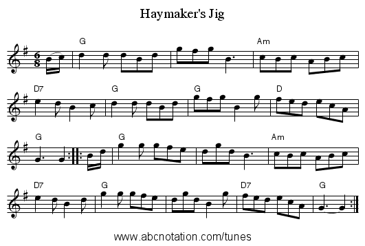 Haymaker's Jig - staff notation