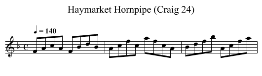 Haymarket Hornpipe (Craig 24) - staff notation