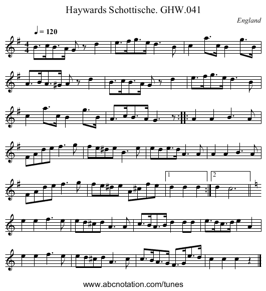 Haywards Schottische. GHW.041 - staff notation