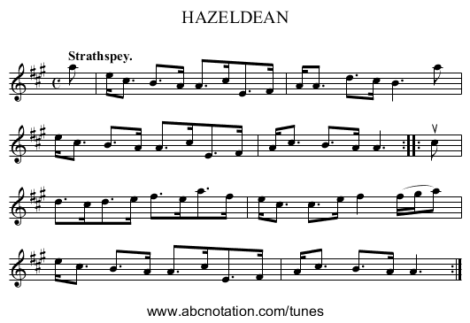 HAZELDEAN - staff notation
