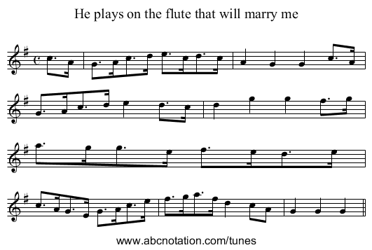 He plays on the flute that will marry me - staff notation