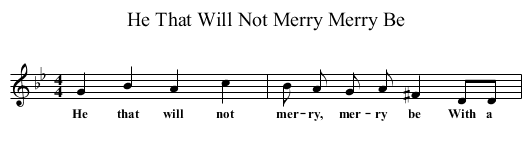He That Will Not Merry Merry Be - staff notation