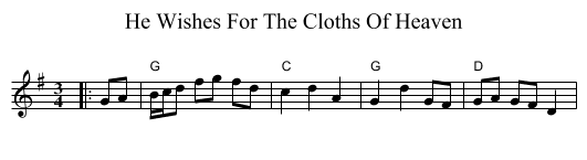 He Wishes For The Cloths Of Heaven - staff notation