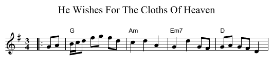 He Wishes For The Cloths Of Heaven - staff notation