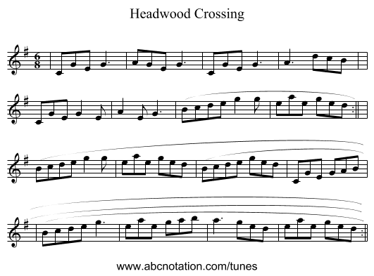 Headwood Crossing - staff notation