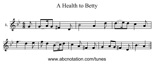 Health to Betty, A - staff notation