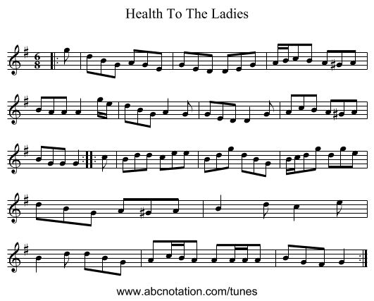 Health To The Ladies - staff notation