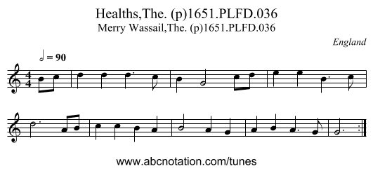Healths,The. (p)1651.PLFD.036 - staff notation