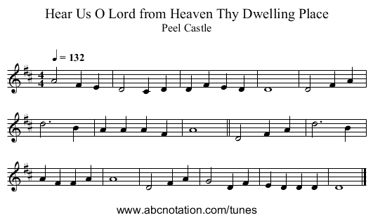 Hear Us O Lord from Heaven Thy Dwelling Place - staff notation