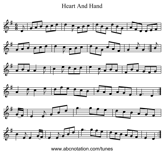 Heart And Hand - staff notation