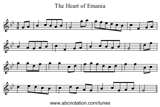 Heart of Emania, The - staff notation