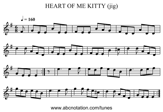 HEART OF ME KITTY (jig) - staff notation