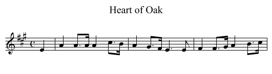 Heart of Oak - staff notation