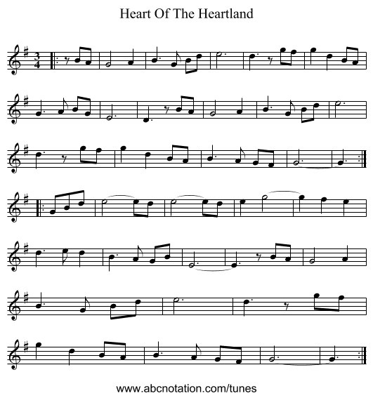 Heart Of The Heartland - staff notation