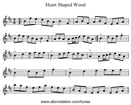 Heart Shaped Wood - staff notation