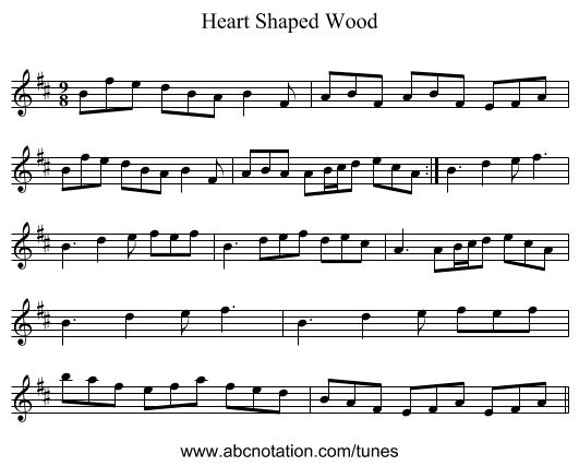 Heart Shaped Wood - staff notation