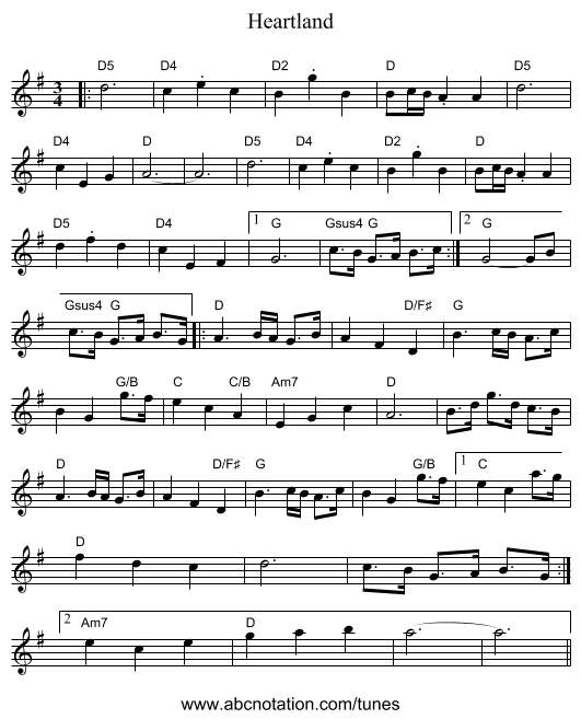 Heartland - staff notation