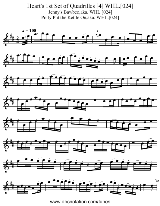 Heart's 1st Set of Quadrilles [4] WHL.[024] - staff notation