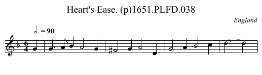 Heart's Ease. (p)1651.PLFD.038 - staff notation