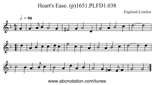 Heart's Ease. (p)1651.PLFD1.038 - staff notation