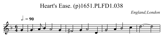 Heart's Ease. (p)1651.PLFD1.038 - staff notation