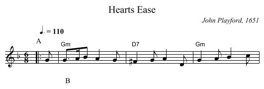 Hearts Ease - staff notation