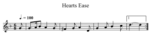 Hearts Ease - staff notation