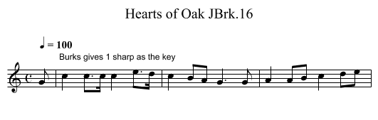 Hearts of Oak JBrk.16 - staff notation