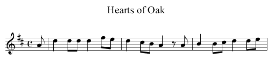 Hearts of Oak - staff notation