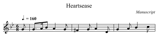 Heartsease - staff notation