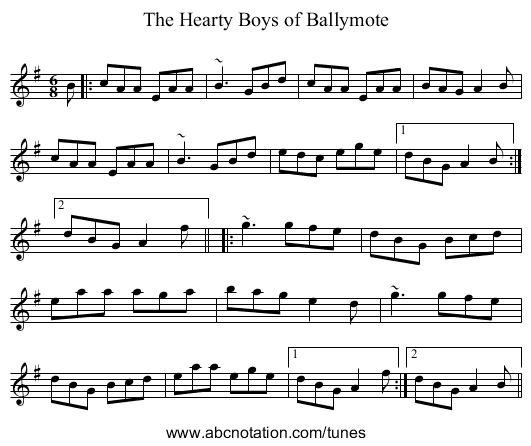 Hearty Boys of Ballymote, The - staff notation