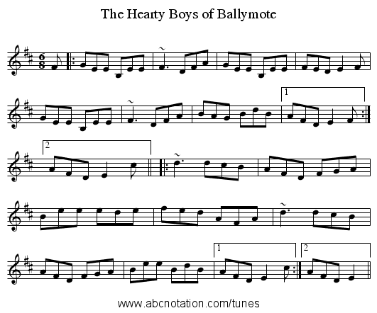 Hearty Boys of Ballymote, The - staff notation