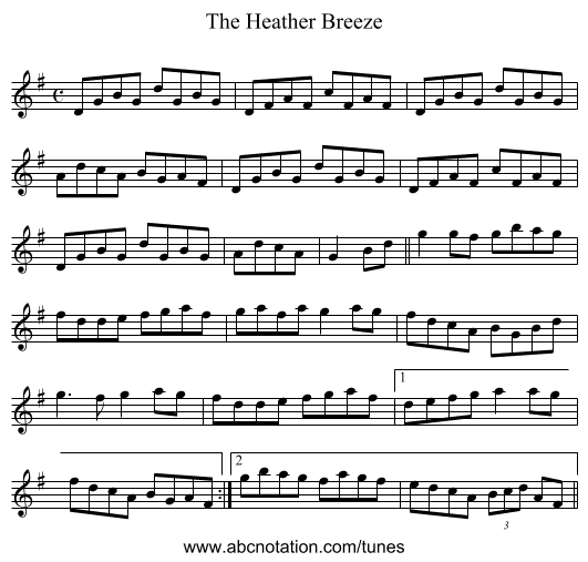 Heather Breeze, The - staff notation
