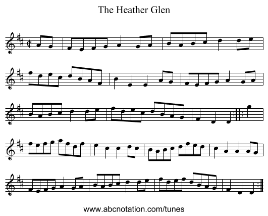 Heather Glen, The - staff notation