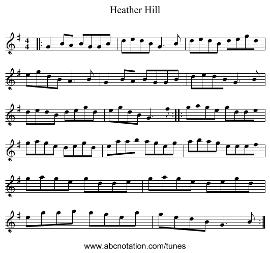 Heather Hill - staff notation