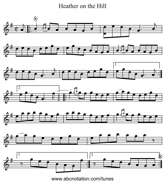Heather on the Hill - staff notation