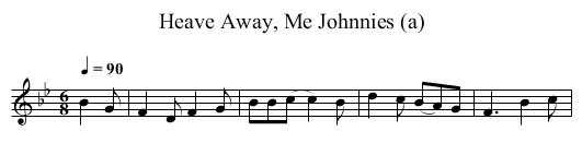 Heave Away, Me Johnnies (a) - staff notation