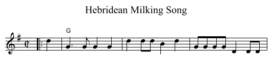 Hebridean Milking Song - staff notation