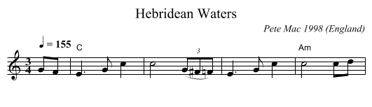 Hebridean Waters - staff notation