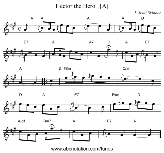 Hector the Hero   [A] - staff notation