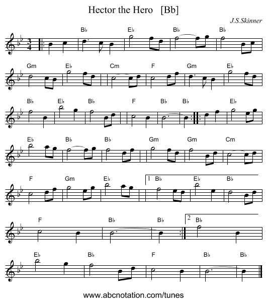 Hector the Hero   [Bb] - staff notation