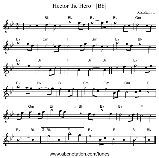 Hector the Hero   [Bb] - staff notation