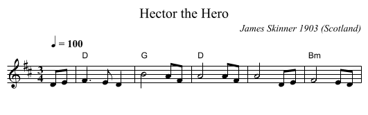 Hector the Hero - staff notation