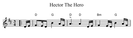 Hector The Hero - staff notation