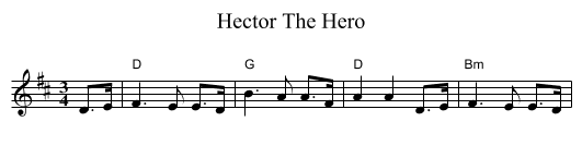 Hector The Hero - staff notation