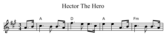 Hector The Hero - staff notation