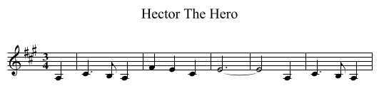 Hector The Hero - staff notation