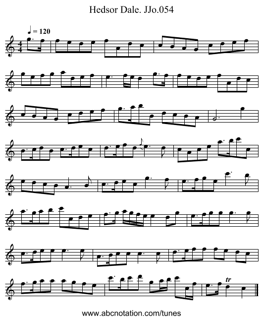 Hedsor Dale. JJo.054 - staff notation