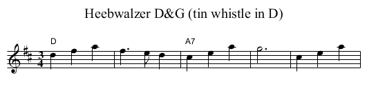 Heebwalzer D&G (tin whistle in D) - staff notation
